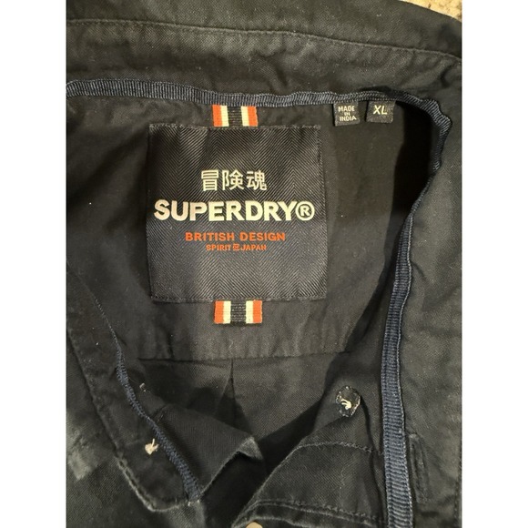 Superdry Shirt Men's XL Navy Blue Short Sleeve Button Down British Design Cotton - Picture 4 of 8